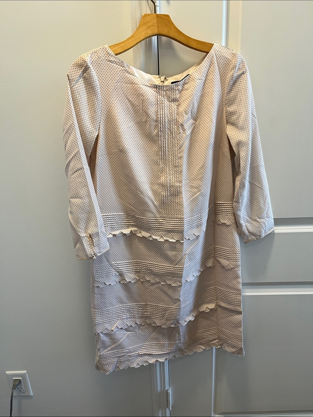 Banana Republic Cream Long-Sleeve Dot Shift Dress